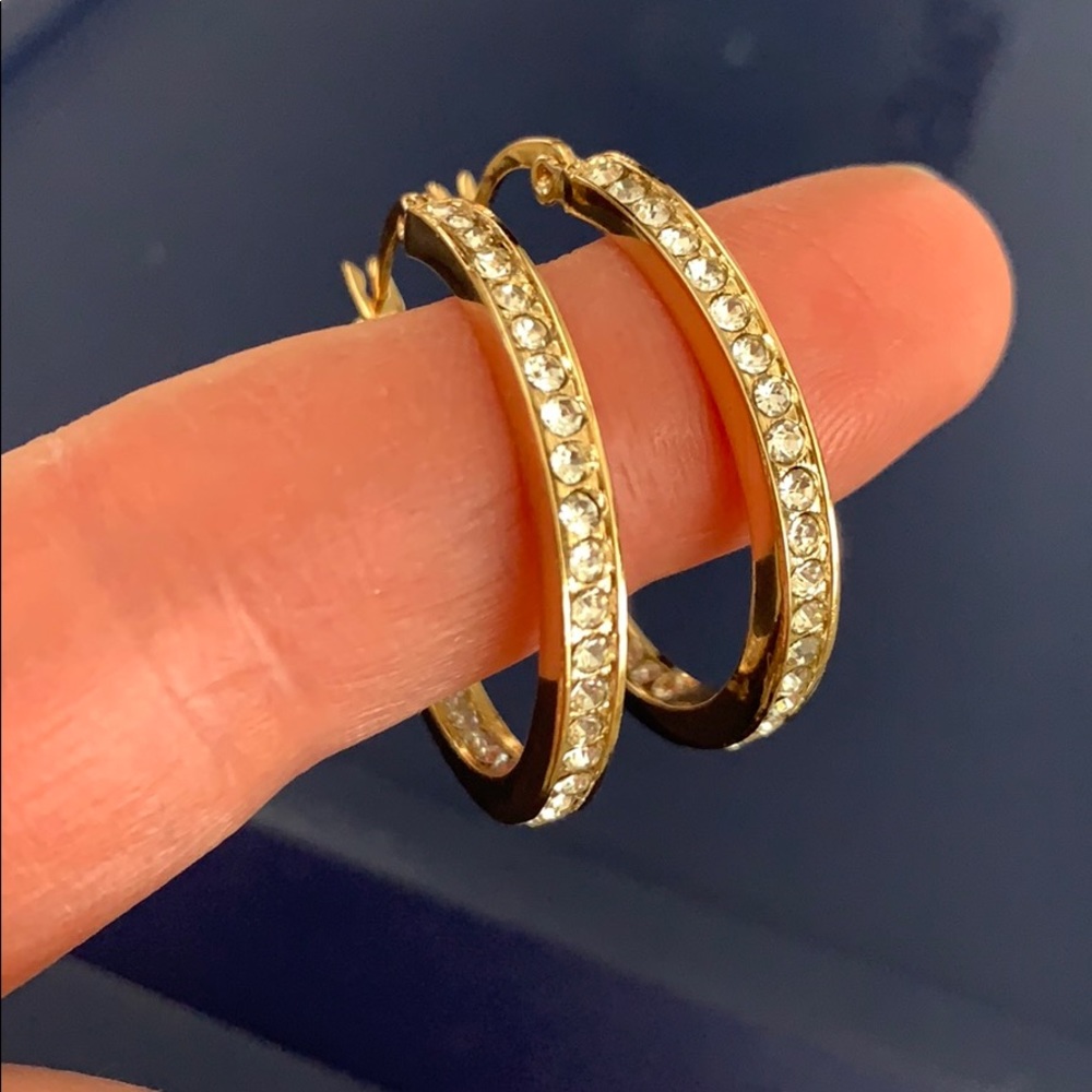 Swarovski Crystal Hoop Earrings Rose Gold